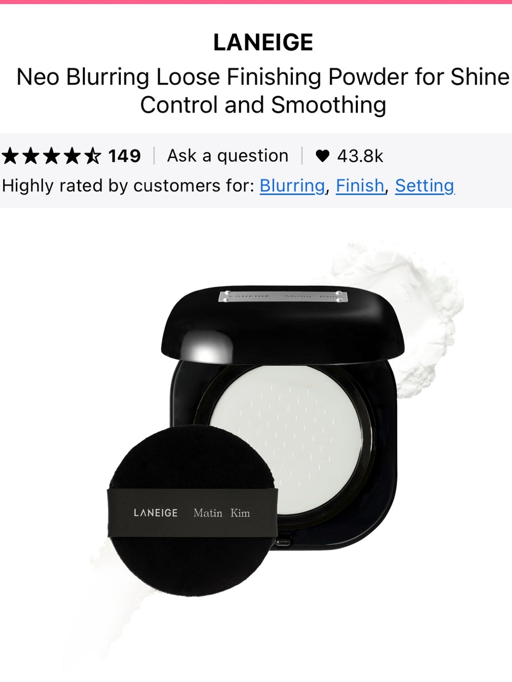 Laneige Matin Kim Blurring Finish Powder